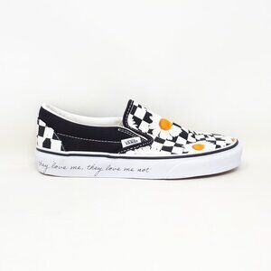 Vans Classic Slip On Love Me Not Daisy Flower Floral White Shoe Sneaker Womens 6